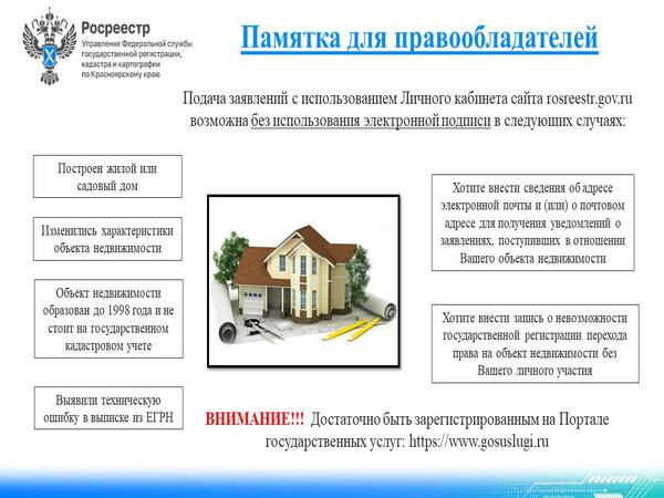 Информация для правообладателей объектов недвижимости.